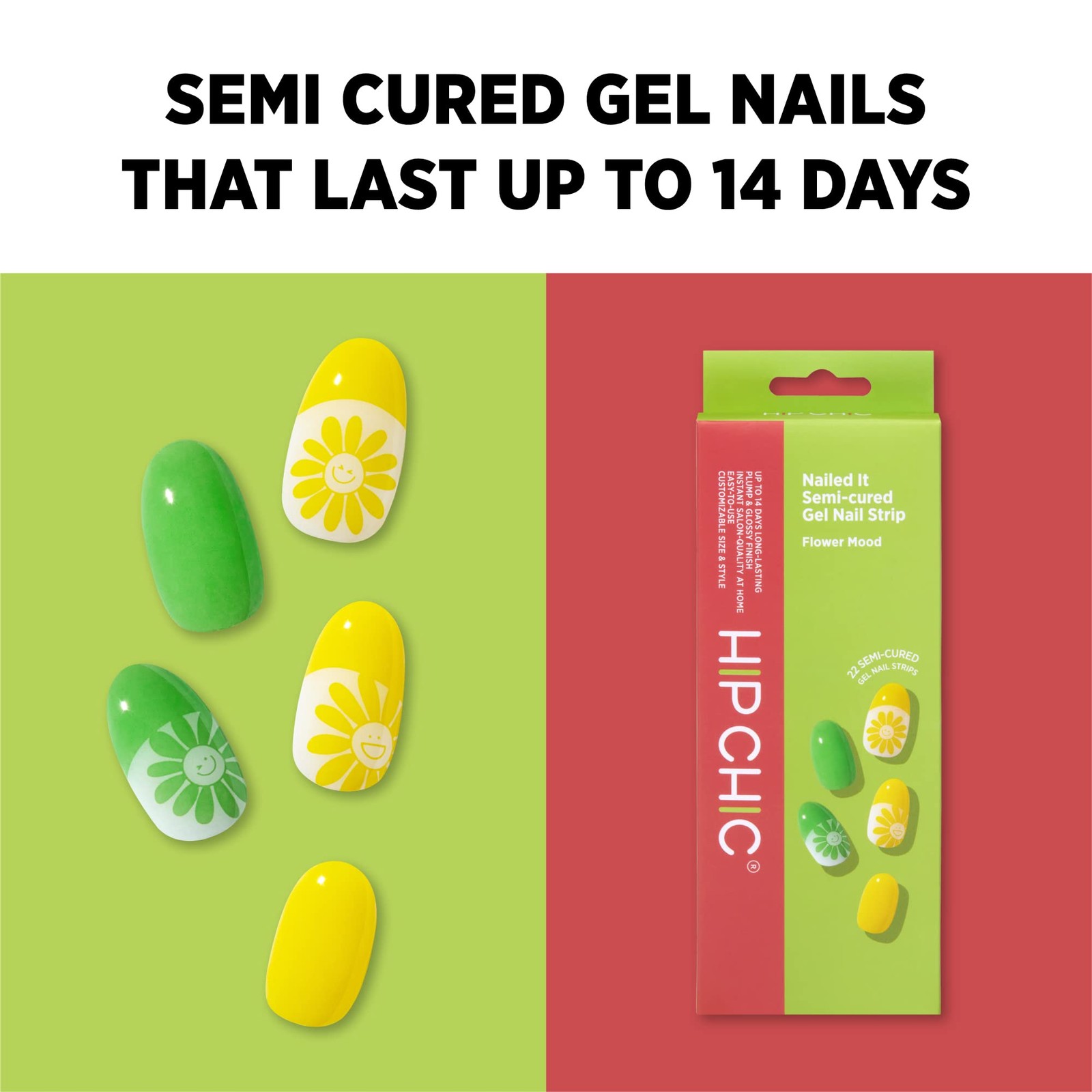 Hip Chic Nailed It Semi-cured Gel Nail Strip, Flower Mood, 22 Strips