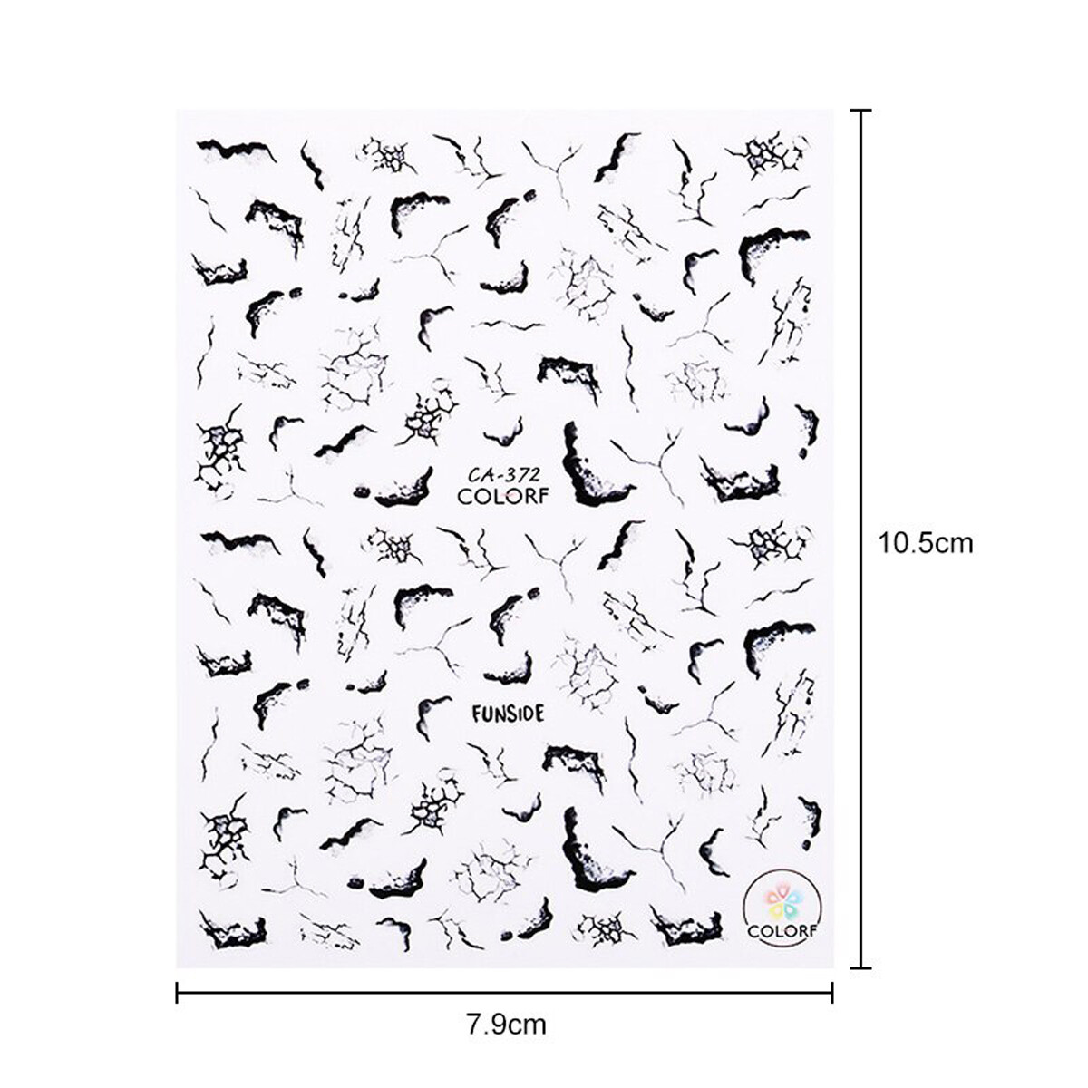 Nail art 3D stickers decal marble effect gray black white cracks CA372