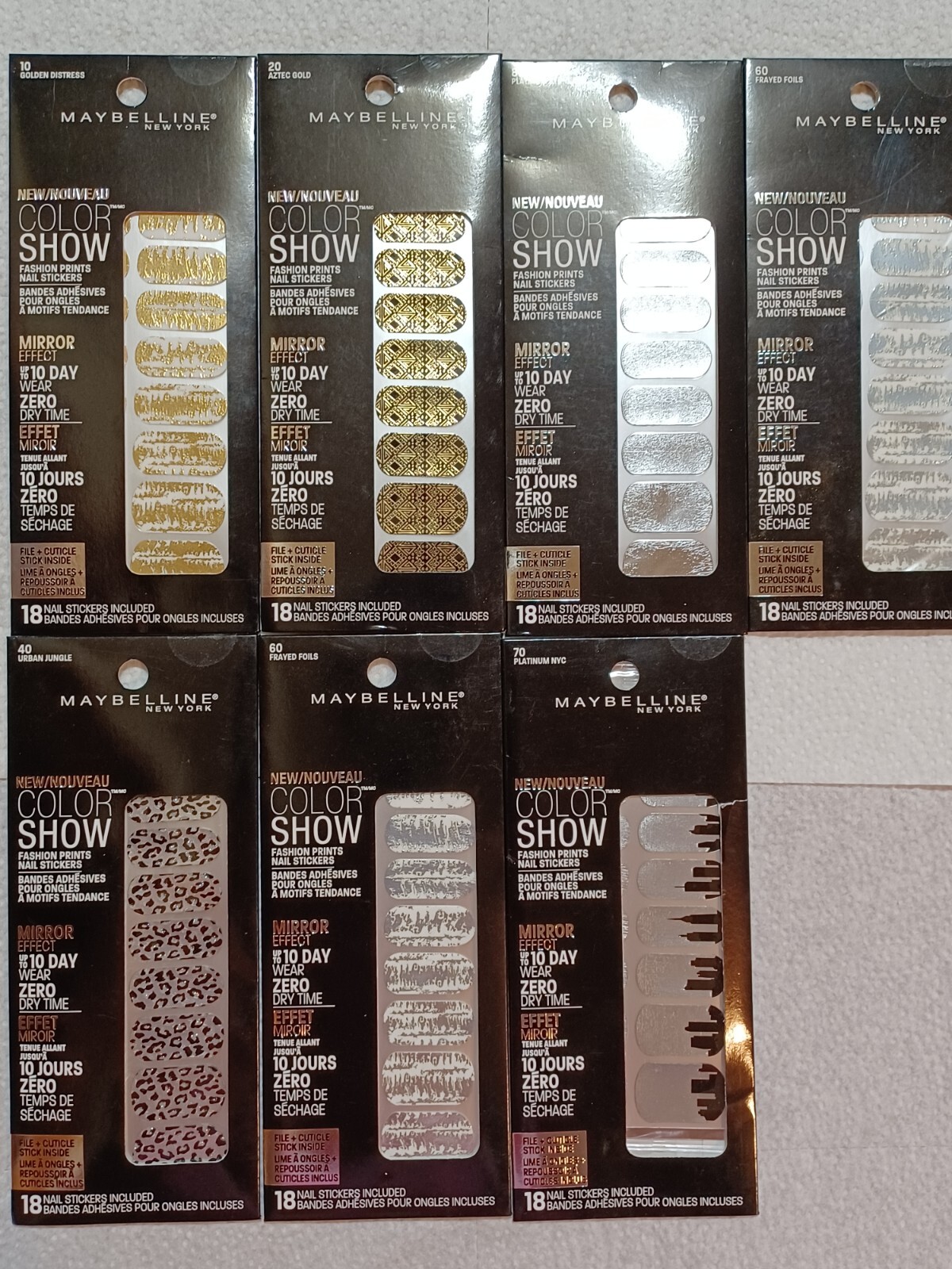 MAYBELLINE Color Show Fashion Print Nail Stickers 7 packs, 126 nail stickers #1