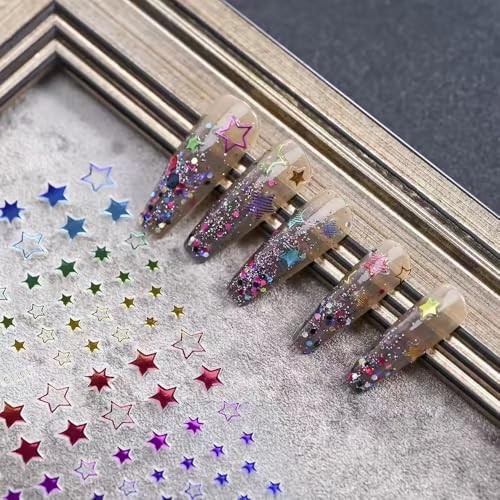 12 Sheets Stars Nails Stickers 3D Self Adhesive Nail Decals Stars Nail Style04