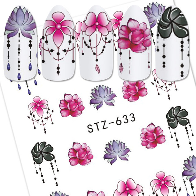 Nail Art Water Transfer Sticker Flower Necklace Jewelry Design Decals Manicure