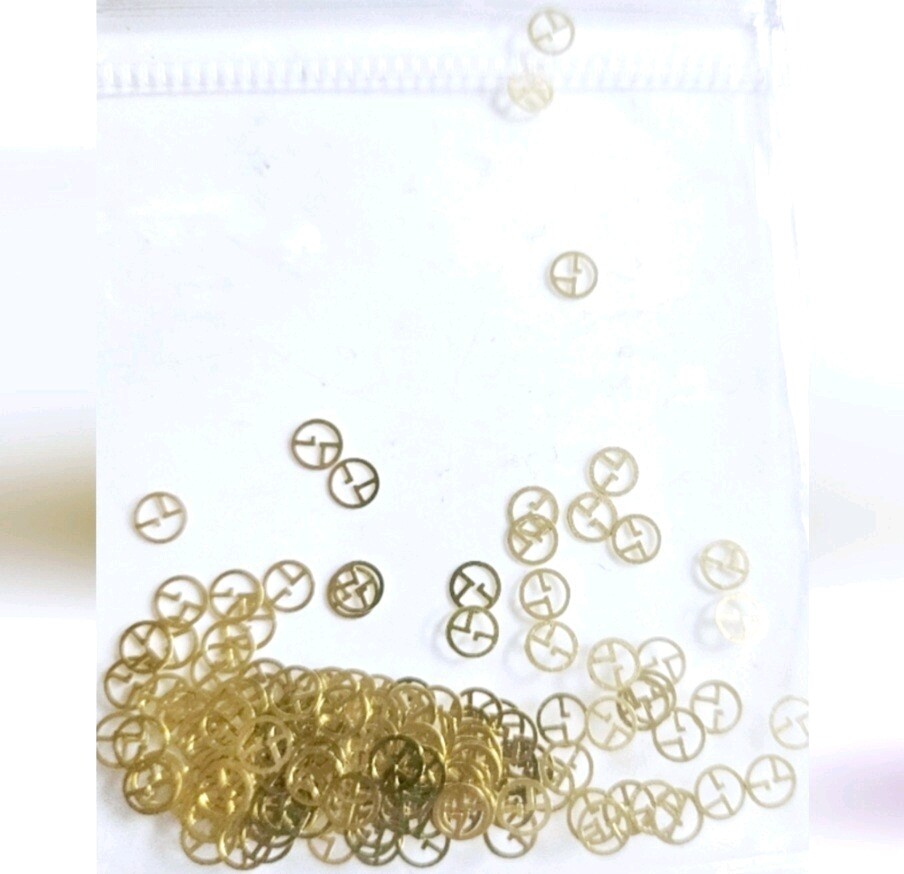 NWT NAIL ART DESIGN GOLD METAL NAIL DECALS: N°21 4mm×4mm!