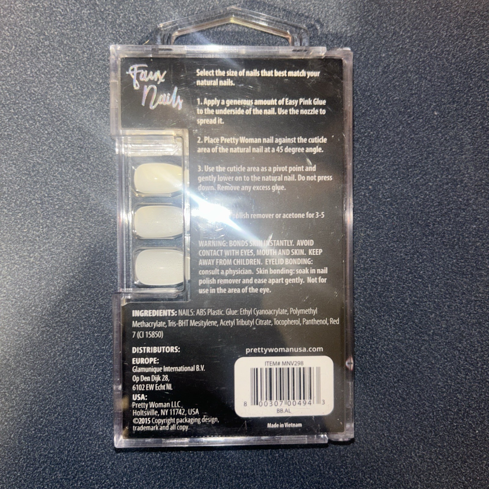 BNIB; Pretty Woman Faux Nails #MNV298 Black Marbled