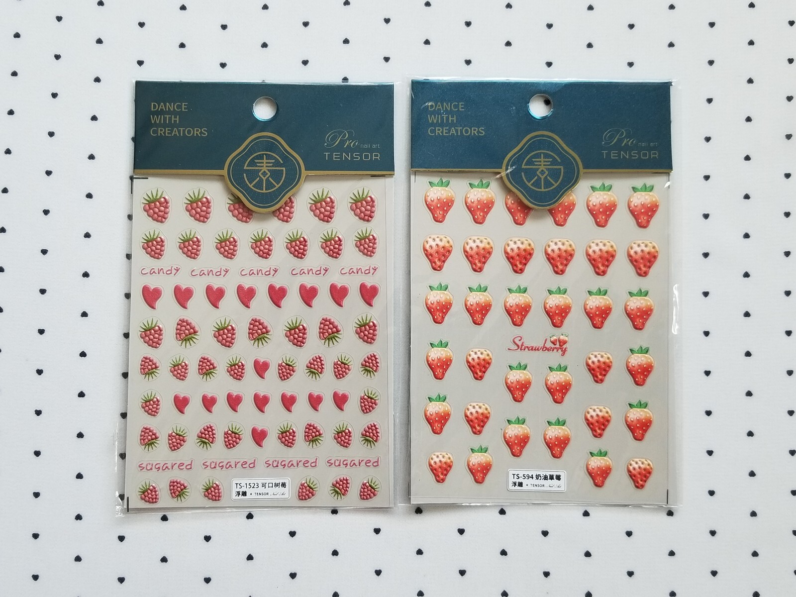 Nail Art Stickers 5D Embossed Peel Off Self Adhesive 10 Sheets Strawberry Sakura