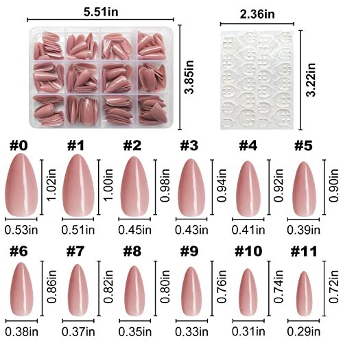 240pc Nude Almond Press on Nails Medium Fake Nails Nude Glue on Jelly Nude