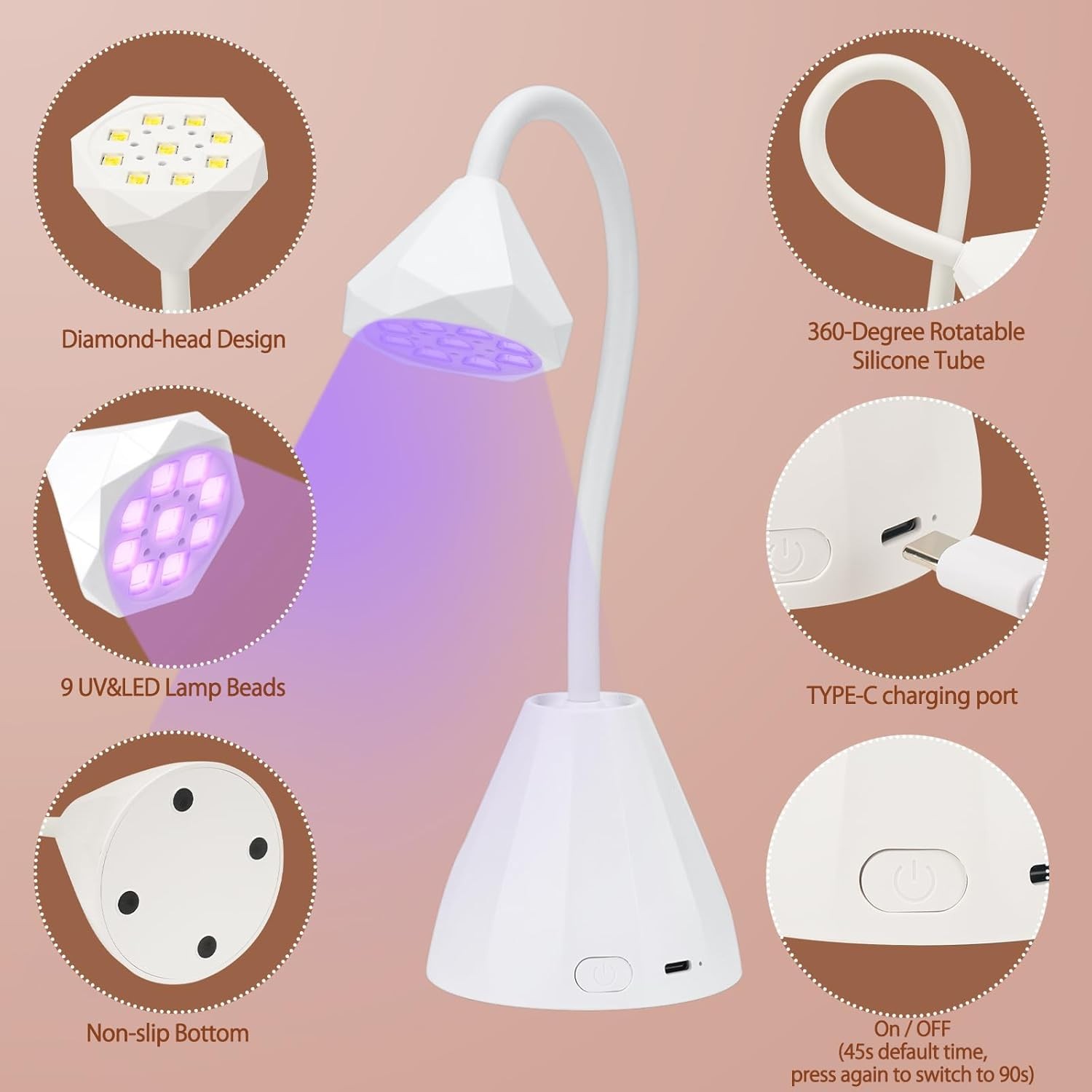 LED UV Nail Lp Recharable Mini UV Light for l X Nails Extens,