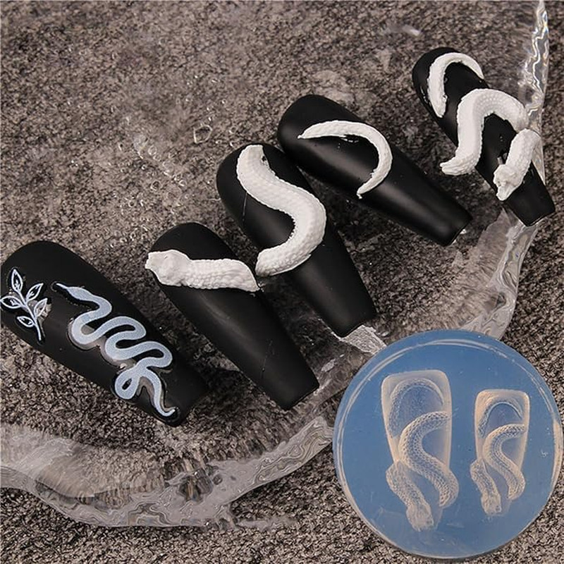 Dragon Silicone Nail Carving Moulds Snake Stamping Stencils Nail Art Epoxy Resin