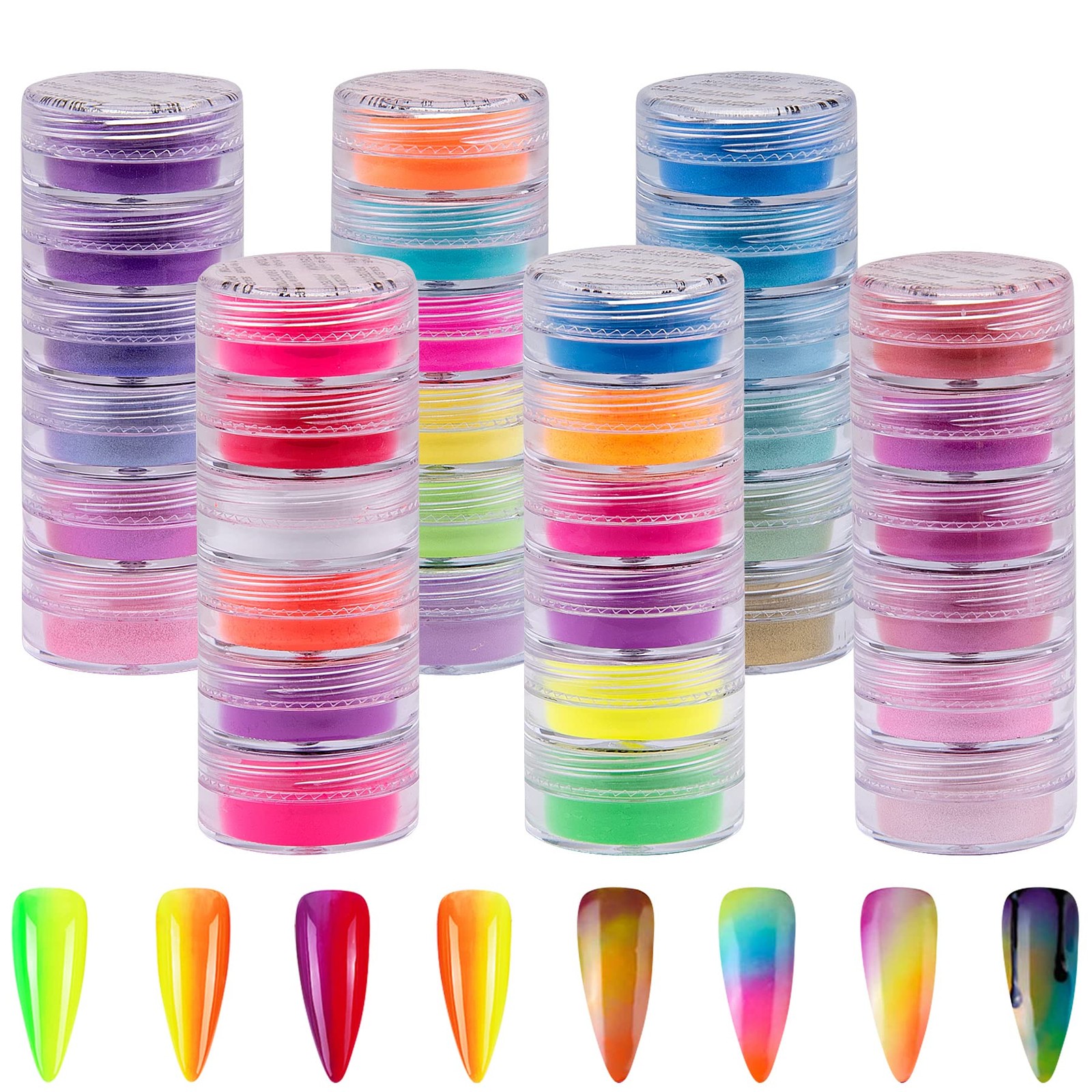 36 Colors Nail Pigment Powder Colorful Luminous Iridescent Glitter Pearlescen…