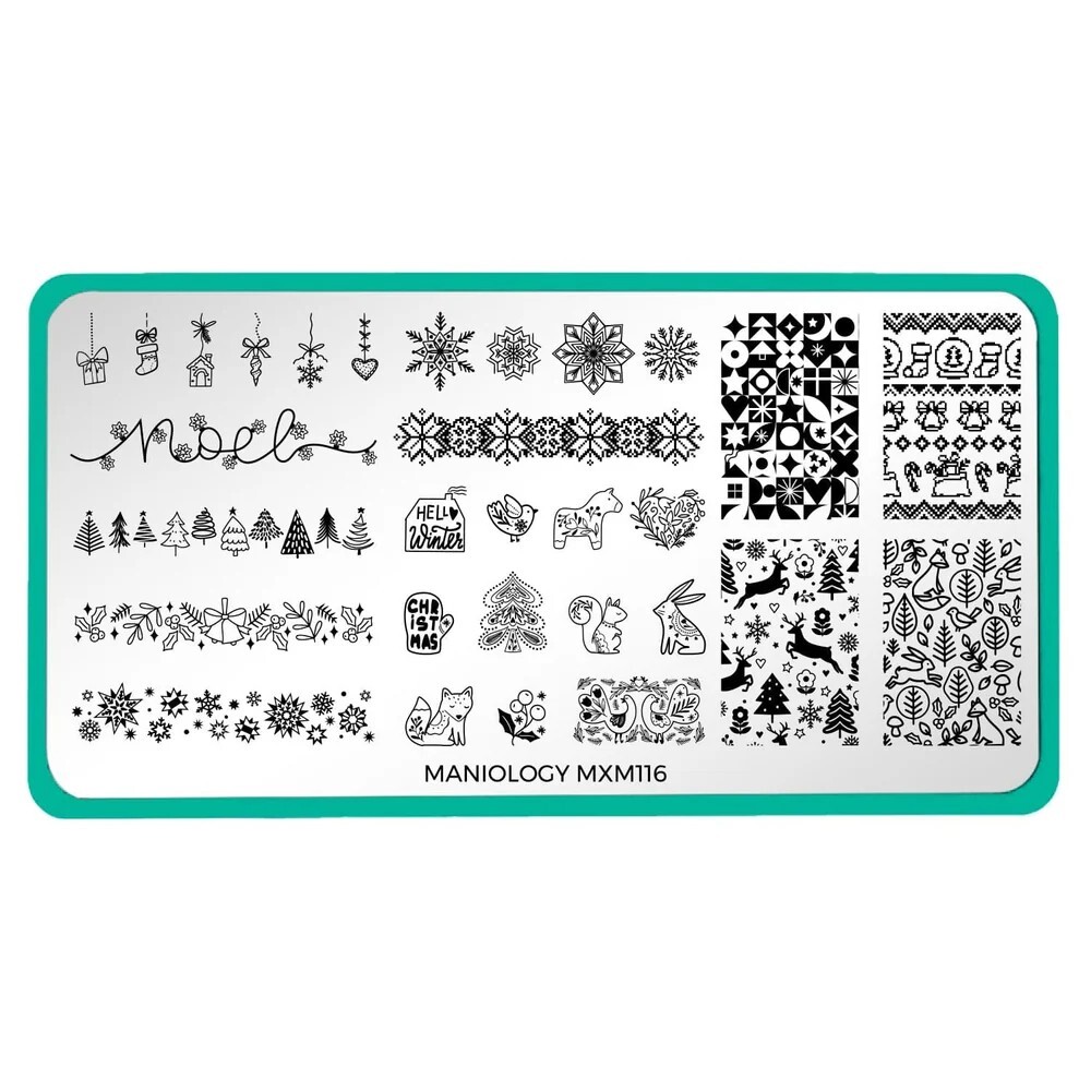 Maniology Exclusive Membership nail stamping plate MXM115 & 116 Christmas Hygge