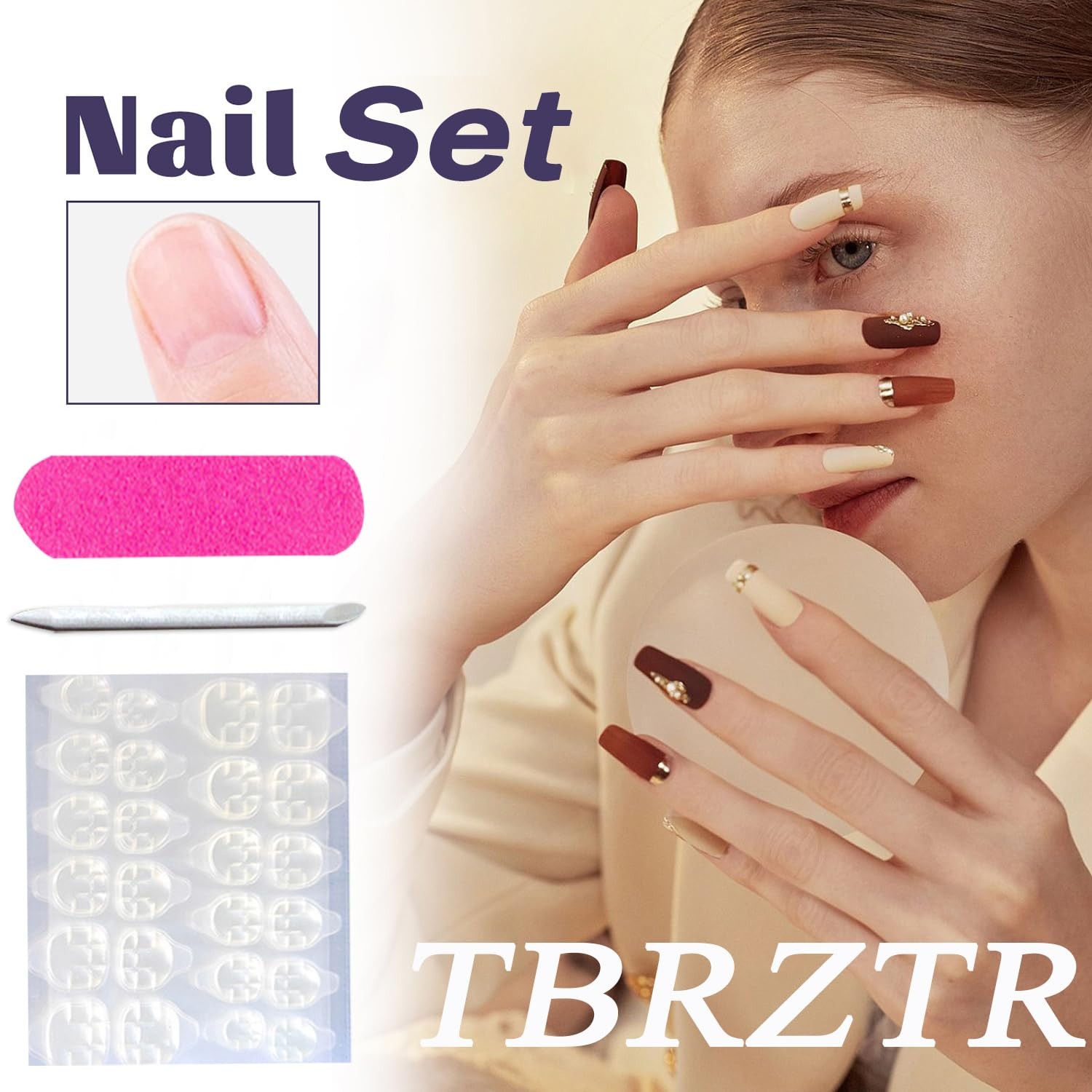 Wine Red Press on Nails Medium Length Flower 1 Fl Oz (Pack of 1), Multi