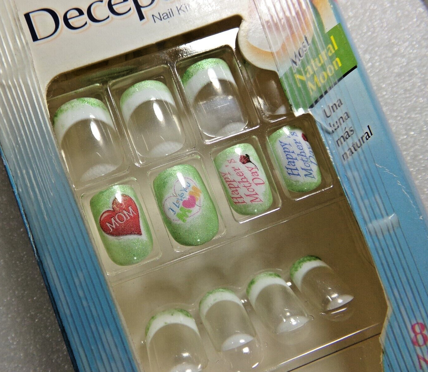 Broadway Fast French GLUE ON Short Light Green French With Mothers day design