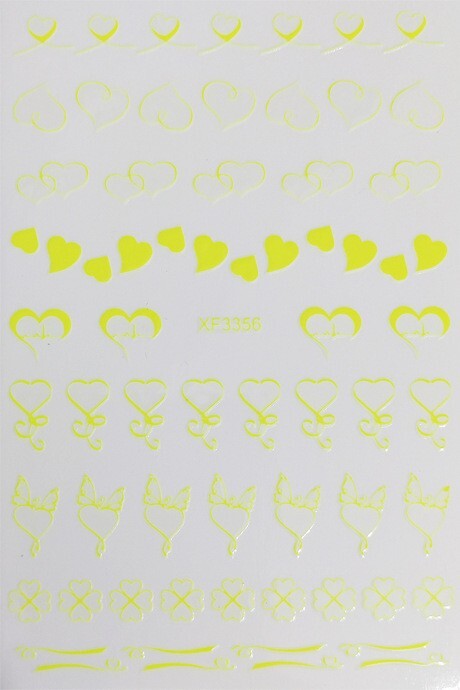 12 Sheets Nail Art 3D Decal Stickers heart with cardiogram bow clover XF335 NH21
