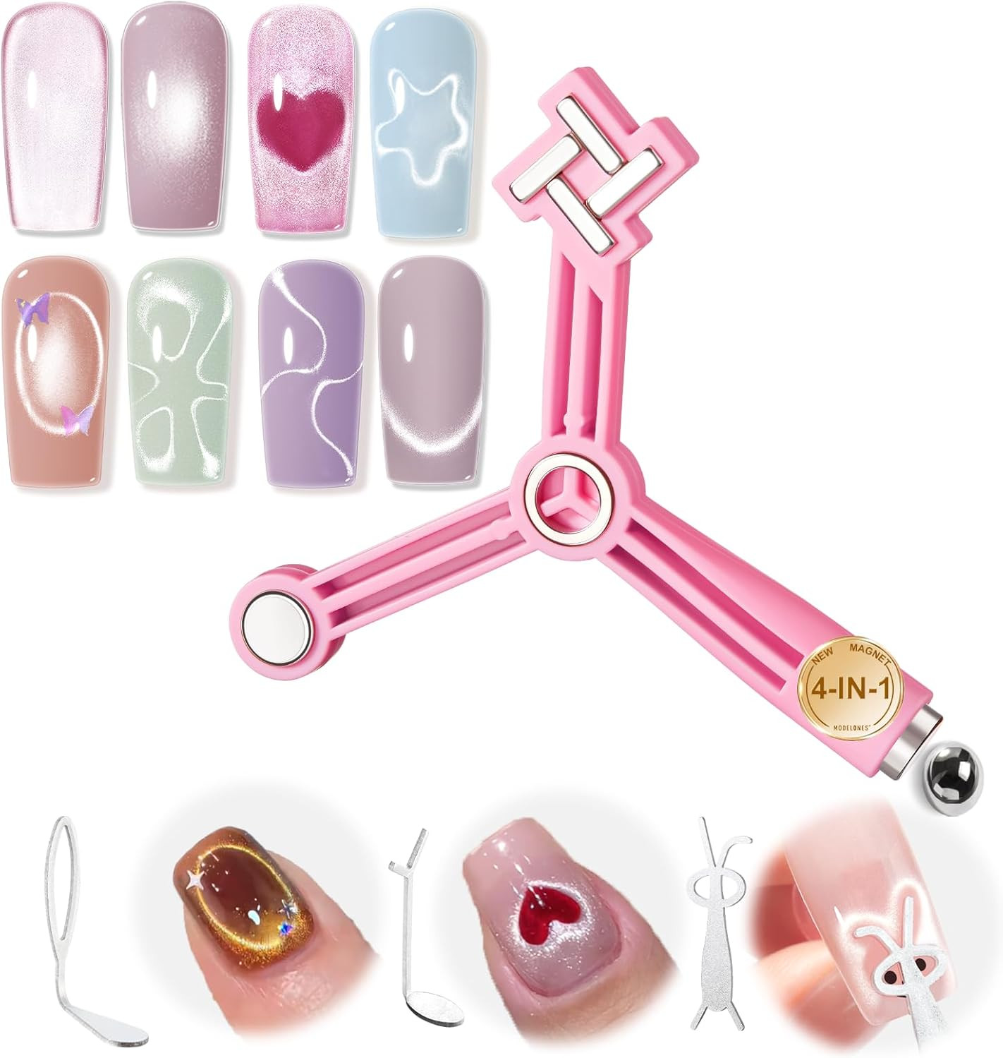 Gel Polish Cat Eye Magnet for Nails, 5 PCS Nail Magnet Tool Set for Cateye Gel