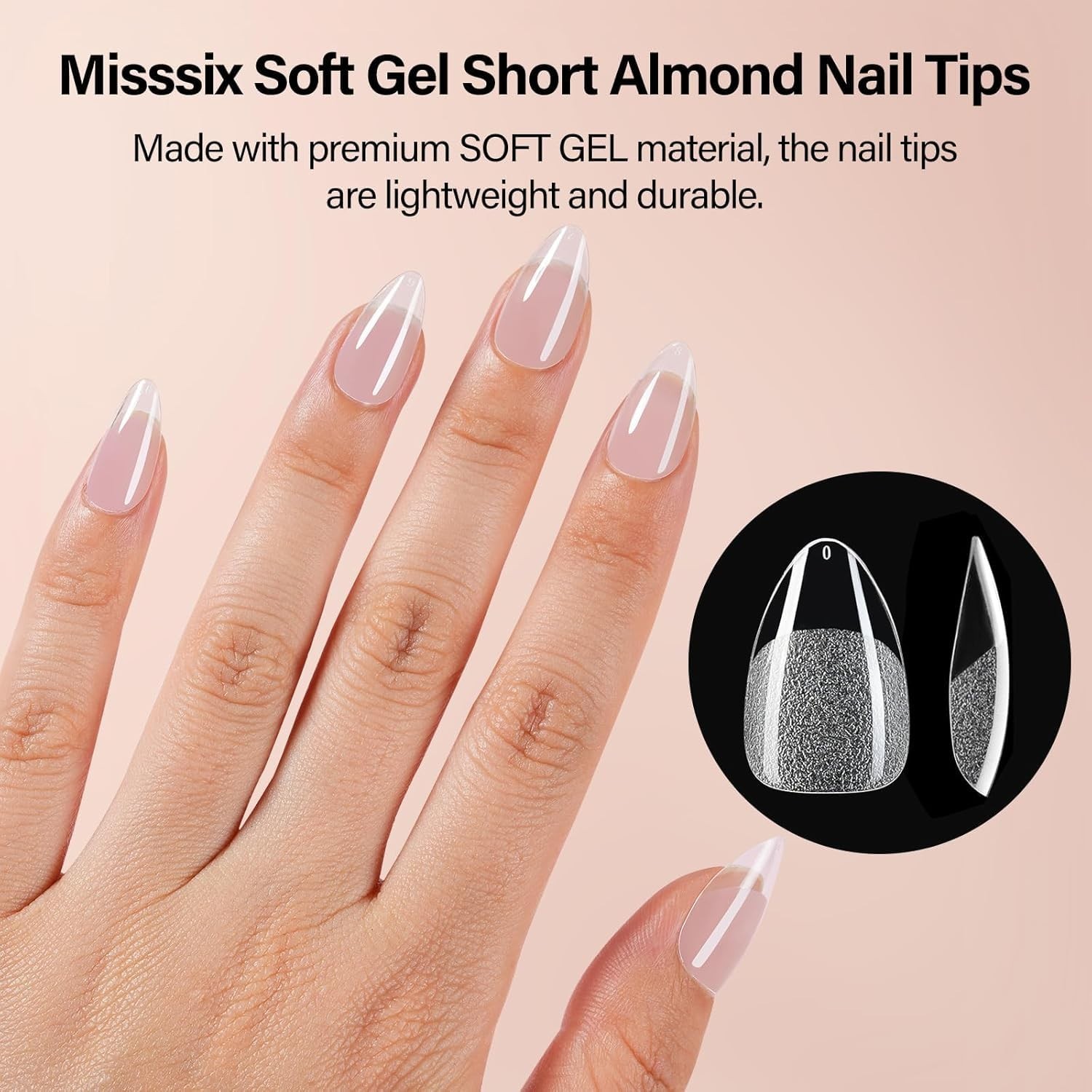 504Pcs Short Almond Nail Tips Kit with Dehydrator, Primer, Gel Glue & Mini UV La