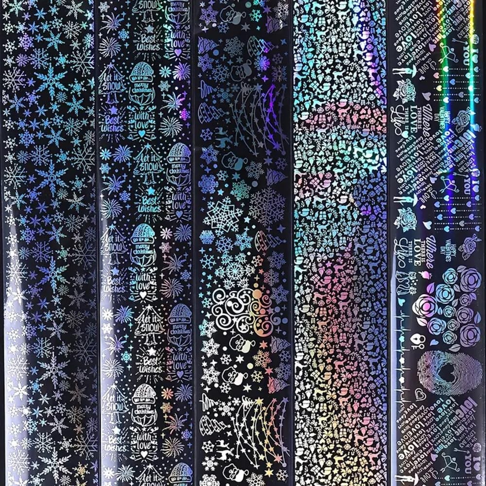 Christmas Snowflake Nail Foil Transfer Stickers, 10 Rolls Nail Art Supplies N…