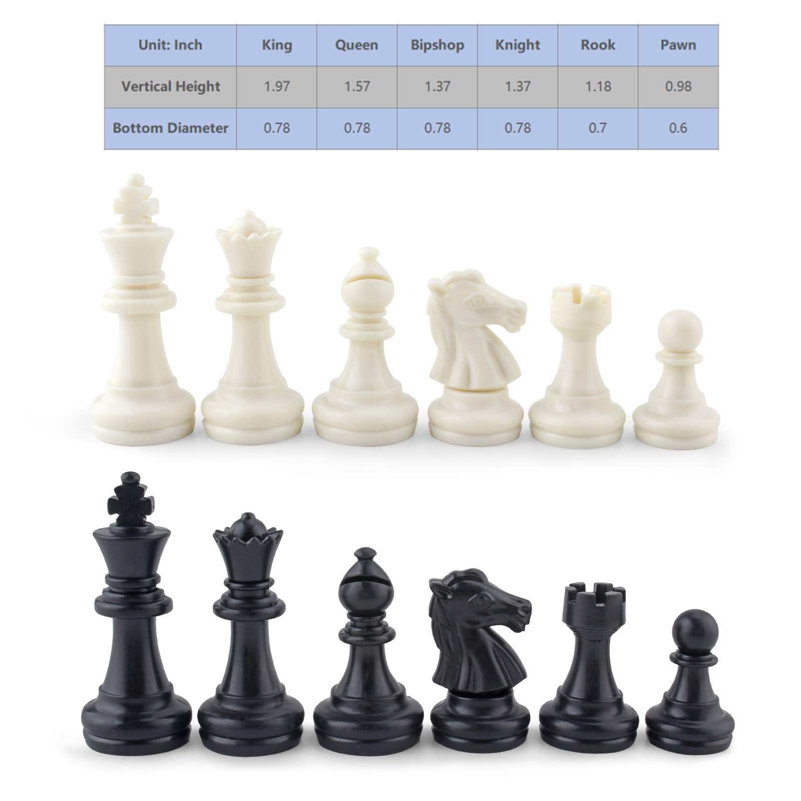 DINOBROS Chess Pieces Only Magnetic 1.97 inches (King’s height),