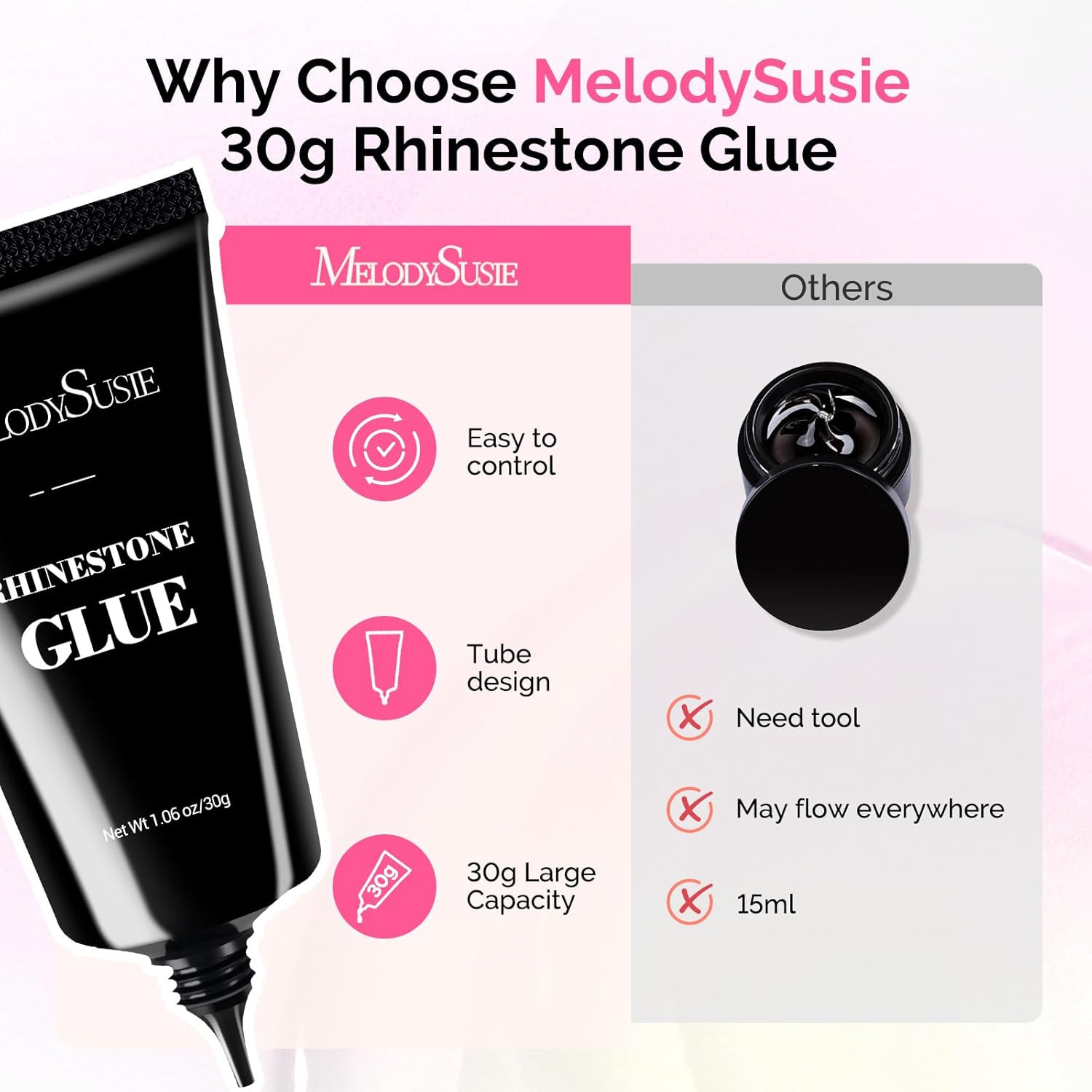 Rhinestone Glue Super Strong Gel Nail Glue for 3D Sculpting Nail Art Design Chro