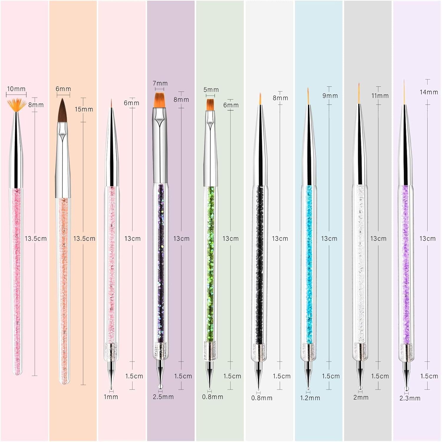 Pinceles Para Acrilico Cepillo De Acrílico Profesional Para Uñas 9 pcs