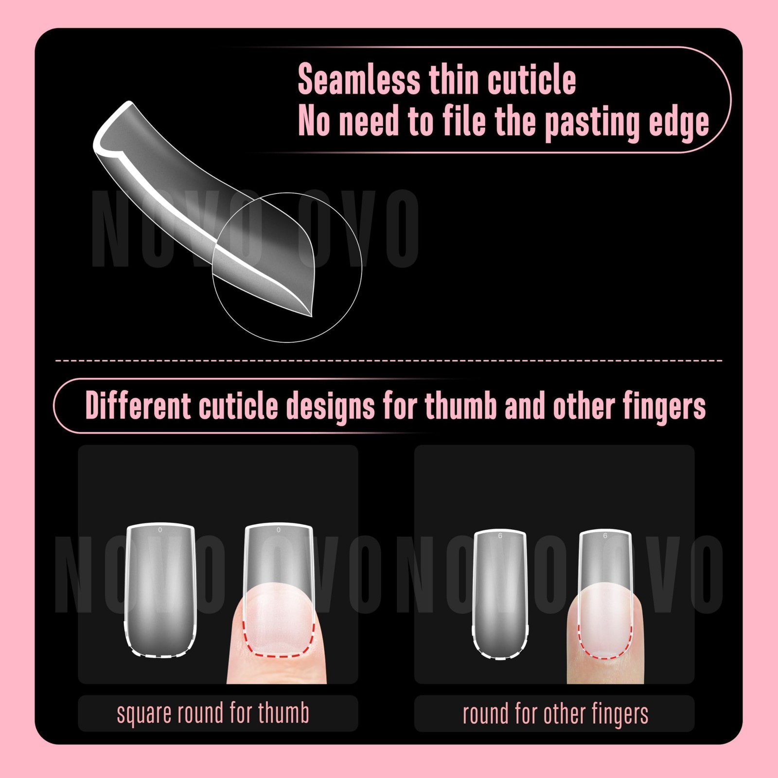 NOVO OVO Halloween Medium Slightly Curved Nail Tips M, Square