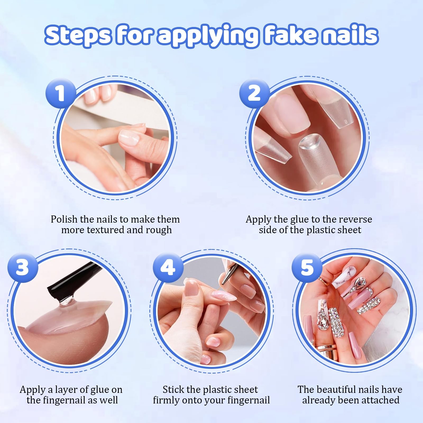 Press On Nails – Almond Fake Nails – French Tip False Nails Press ons – Trans…