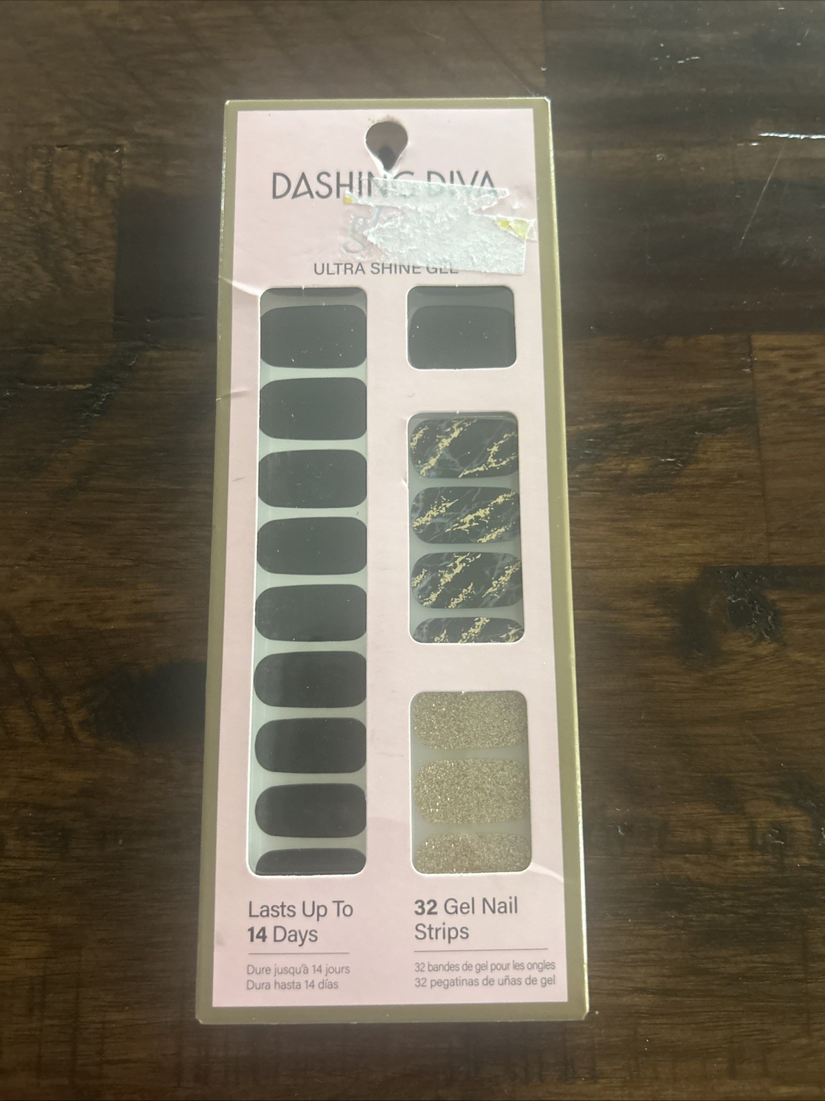 Dashing Diva Gloss Ultra Shine Gel Nail Strips, 32 Count, Lasts 14 Days Black