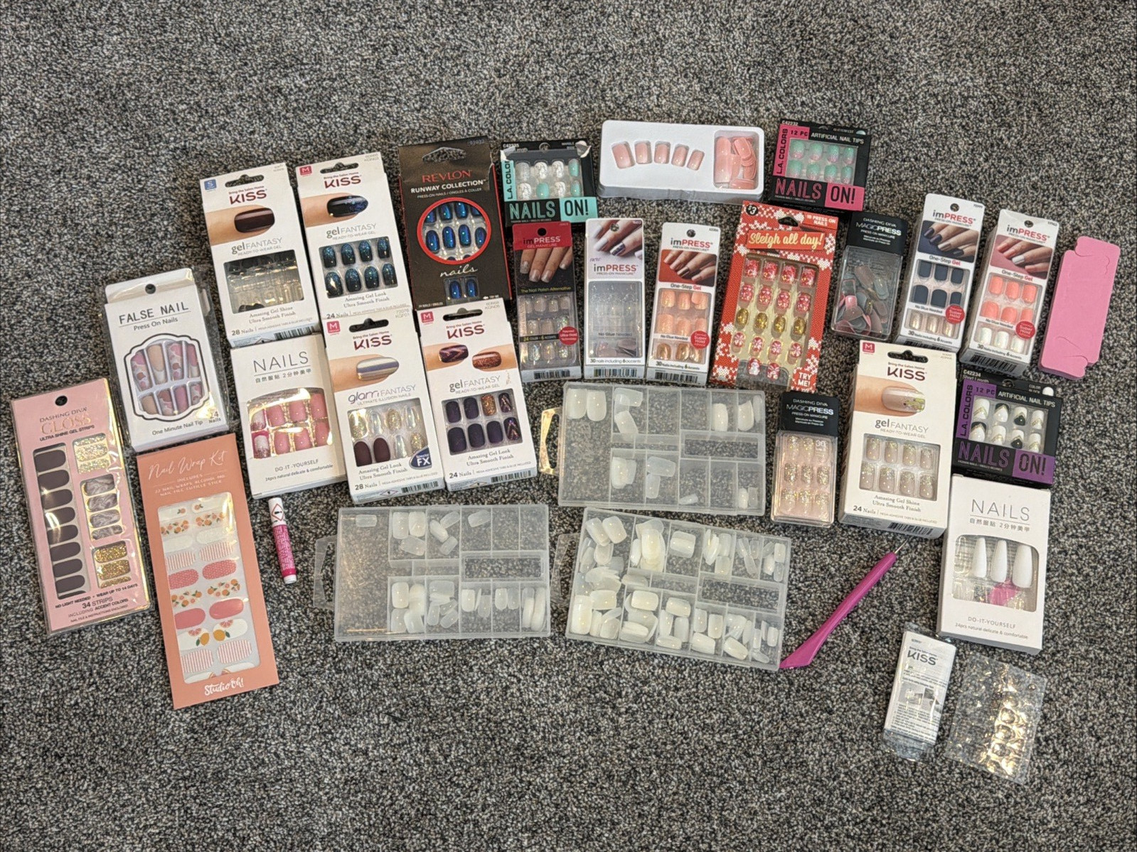 Kiss Gel Fantasy Press‑On Nails • Lot of 16 NIP • Sculpted Gel, Assorted Styles