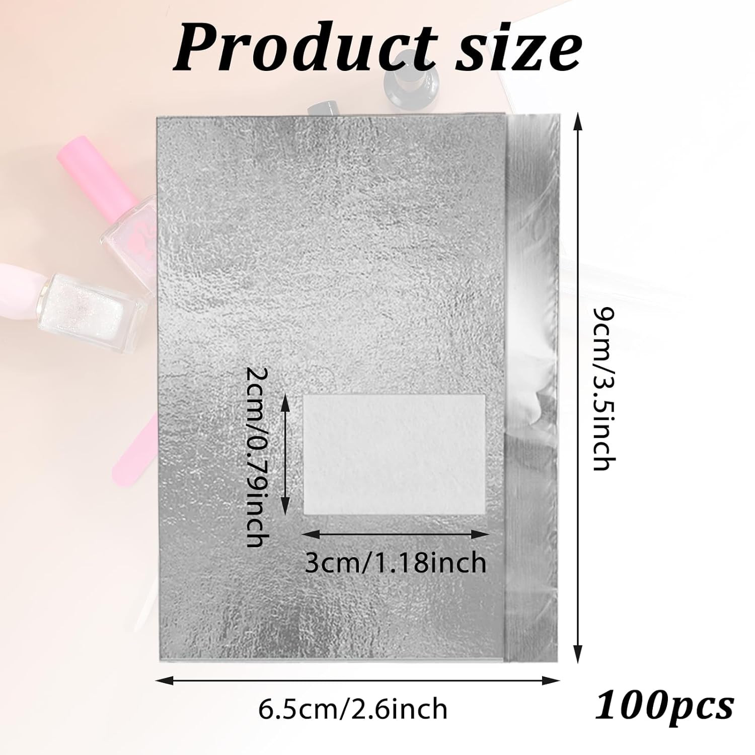 100 Pcs Nail Foil, Nail Polish Remover Gel Nail Foil Wraps for Nails, Soak off F