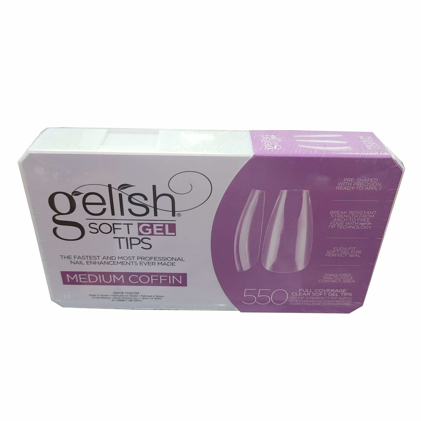 Gelish Soft Gel Tips Medium Coffin 550 ct #1168098