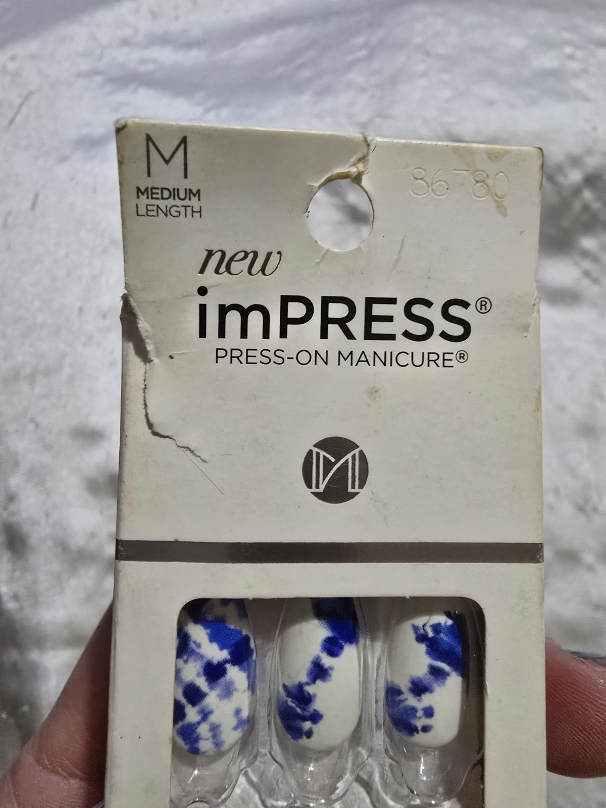 NIB ImPRESS Lot Of 3 Press On Nails Red, Burgandy, Blue & White No Glue Needed