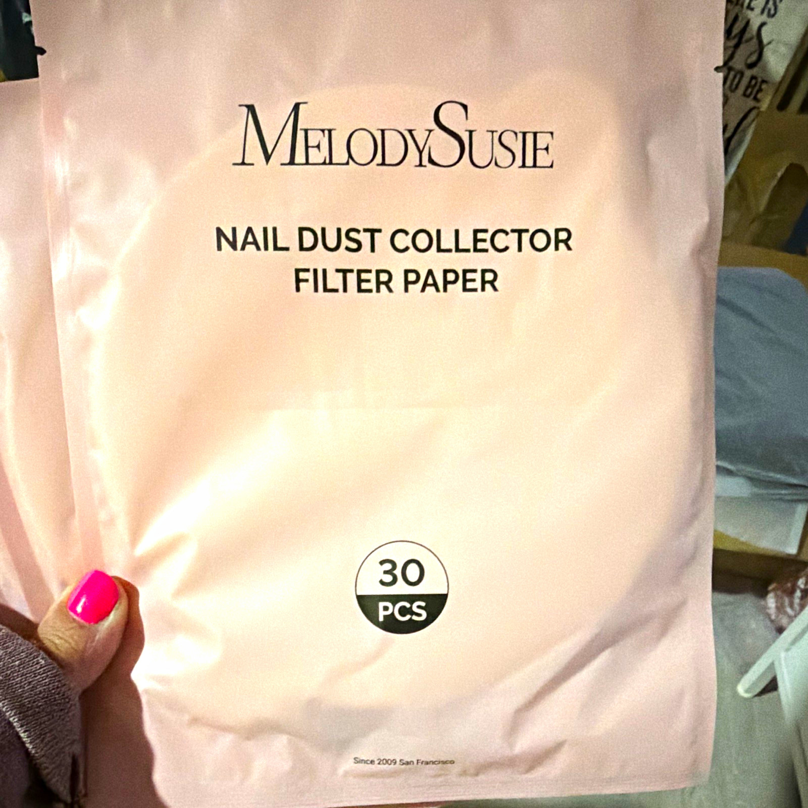 MelodySusie Nail Dust Collector Filter Paper 30 PCS Pink for Nail Art. 4 pack.
