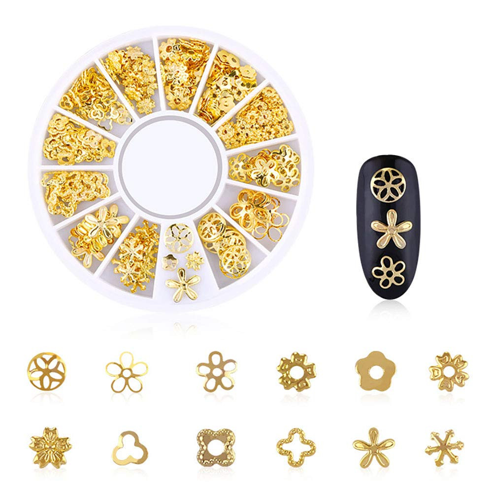 3D Nail Charms Metal Nail Art Studs Gold Nail Jewels Silver Hollow Star Moon She