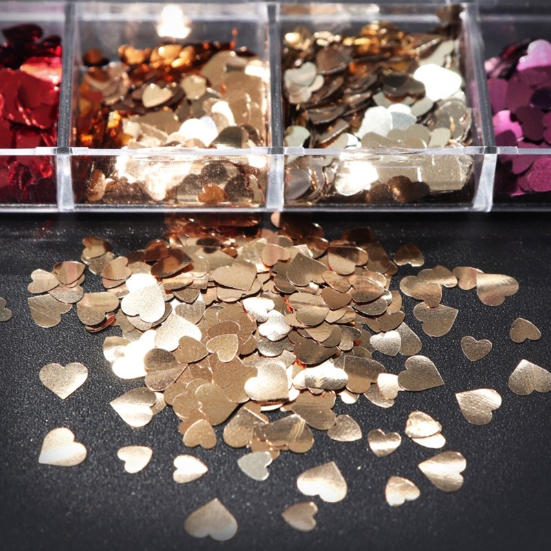 Metallic Love Heart Glitter Sequins Flakes Resin UV Epoxy Mold Fillings Decor