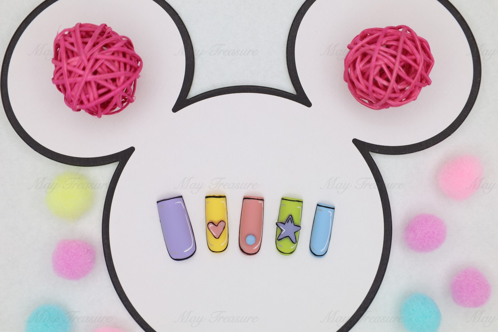 Playful Cute Cartoon Accents Handmade Disney Nail Art Fake Nails Press On Nails