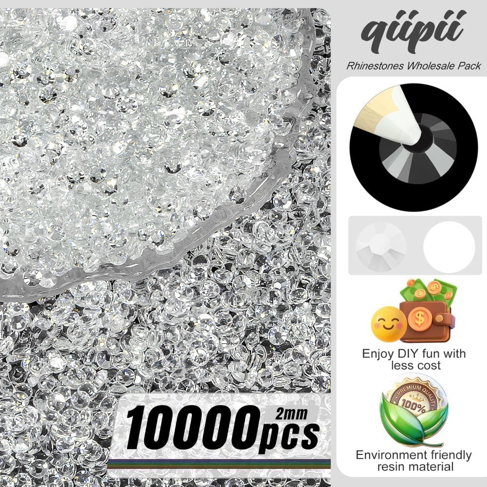 10000PCS Clear Resin Rhinestones Flatback SS6 Transparent Gems for Nails Body