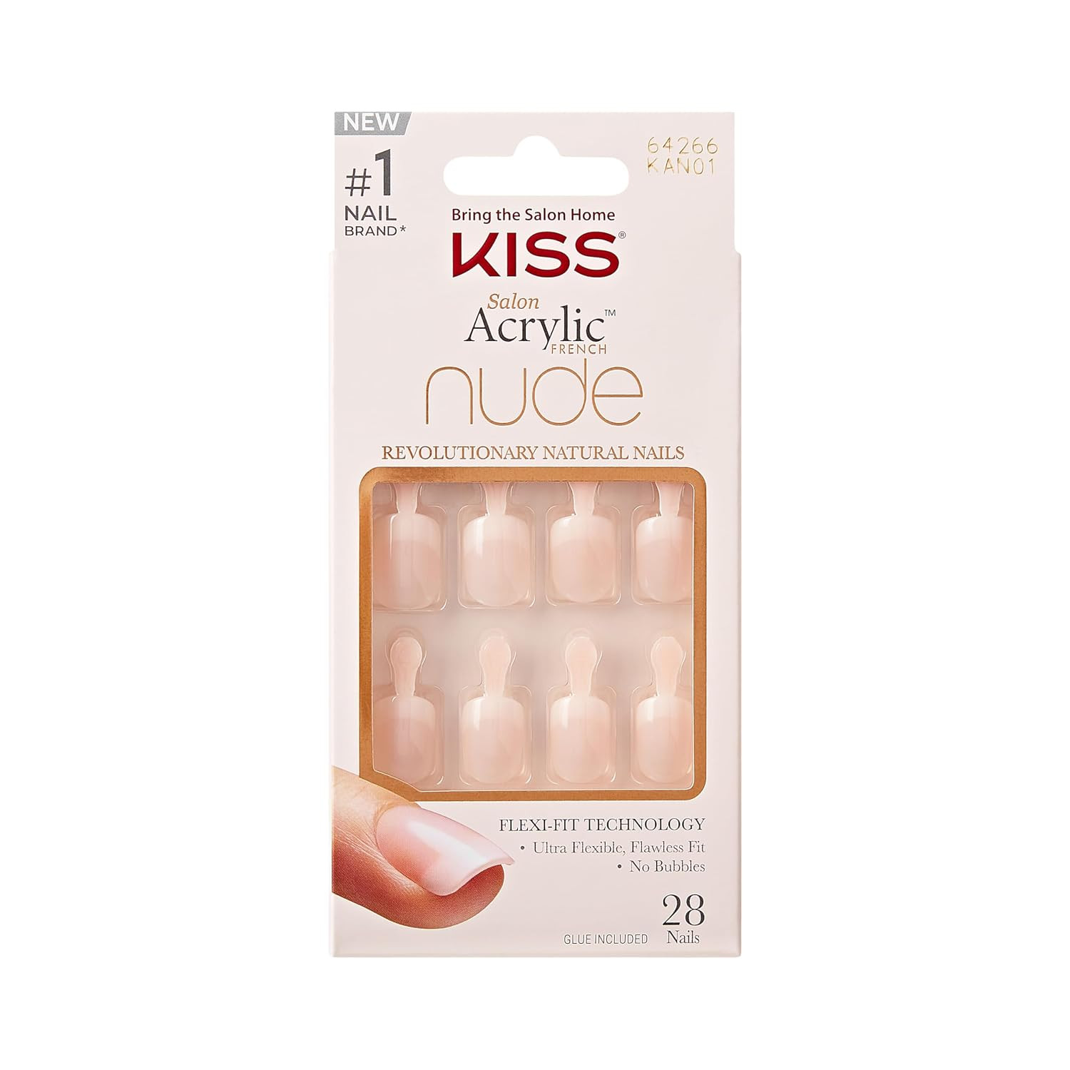 Salon Acrylic French Manicure Set, ‘Leilani’, Medium Length, Nude Square Press-O