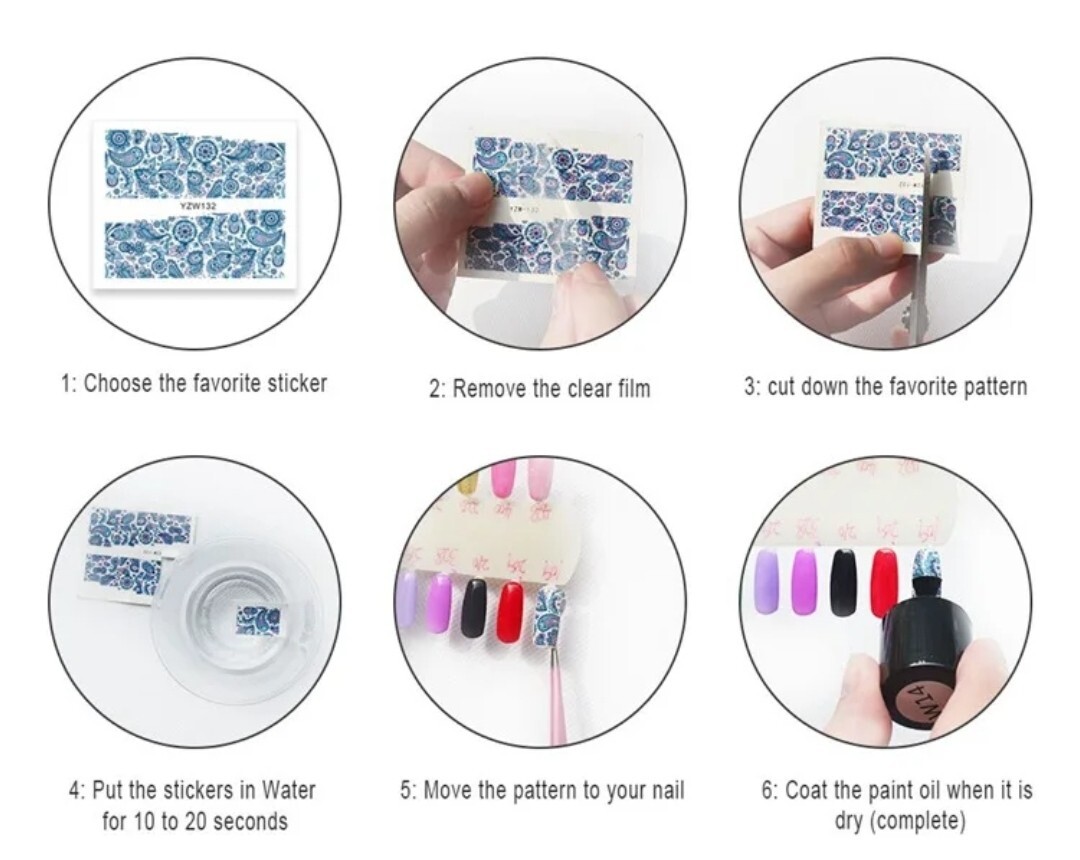Mandala tribal pattern nail wrap Water Tranfer stickers. Easy fun manicure.