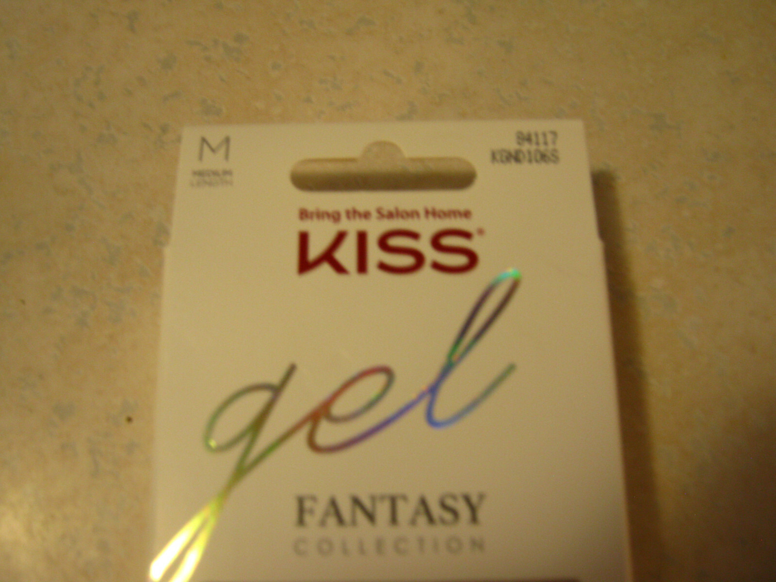 1 KISS Gel Fantasy KGND106S PINK MEDIUM 841317 24 GLUE ON NAILS Glitter Tips