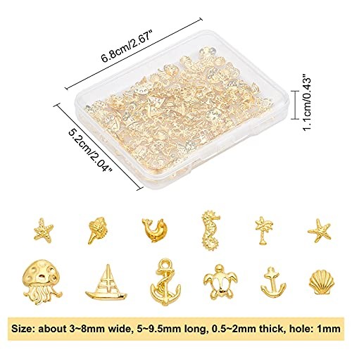 176pcs 11 Style Ocean Resin Filler Gold Sea Theme Resin Charms Shell Star