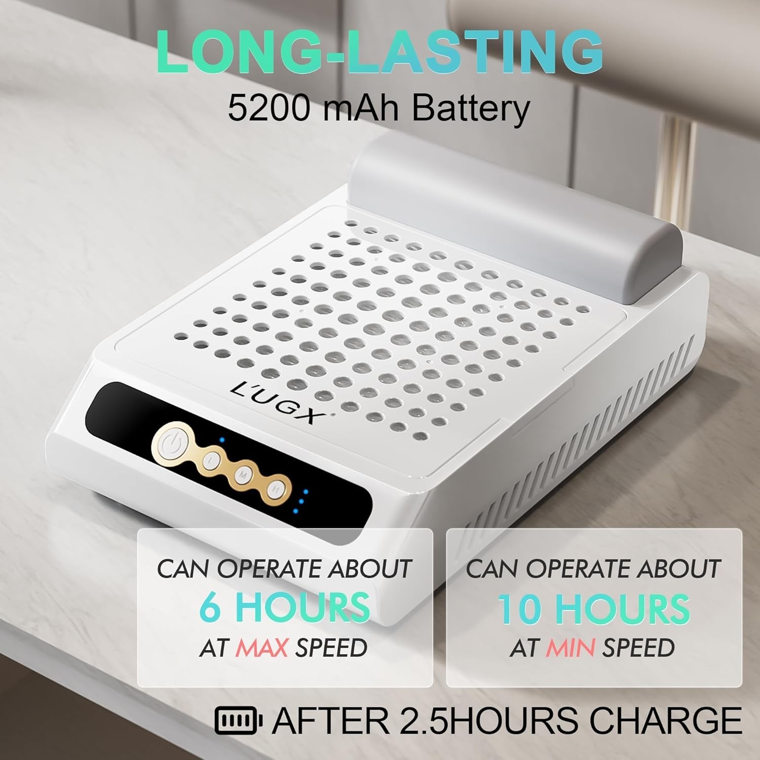 Portable Nail Dust Collector with Heat Dissipation & 2 Reusable Filters Included