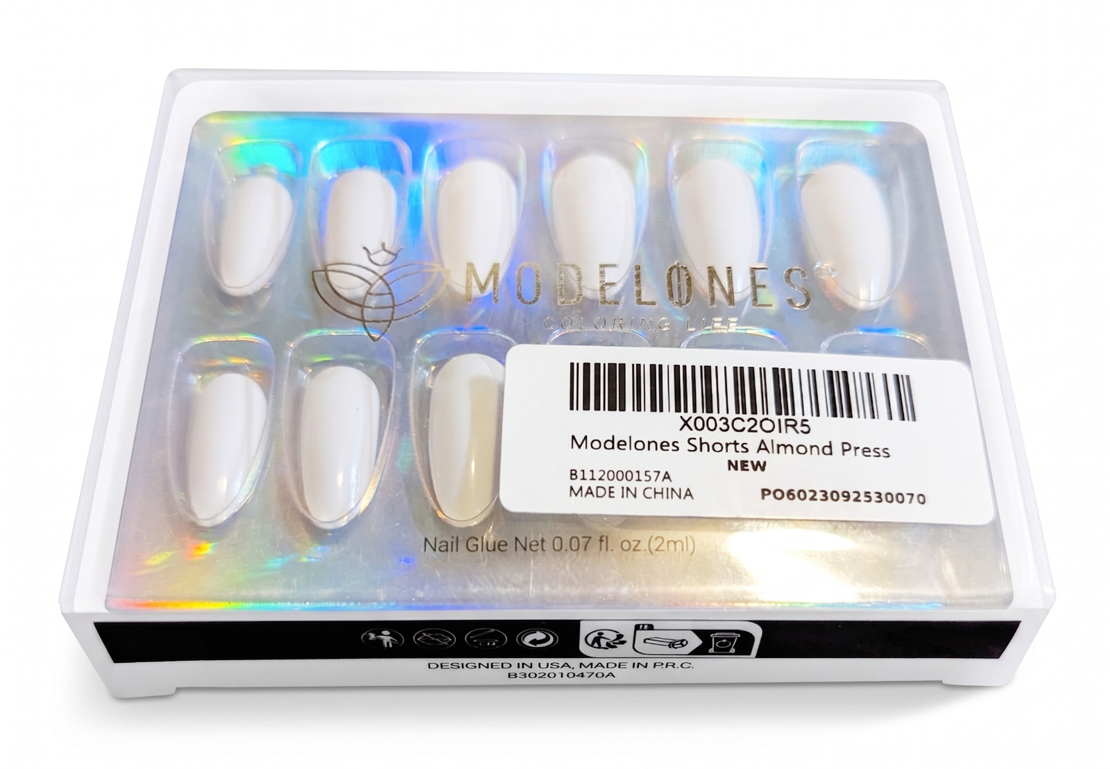 Modelones Milky White Press on Nails Almond Short Fake short 32 pc New Fast