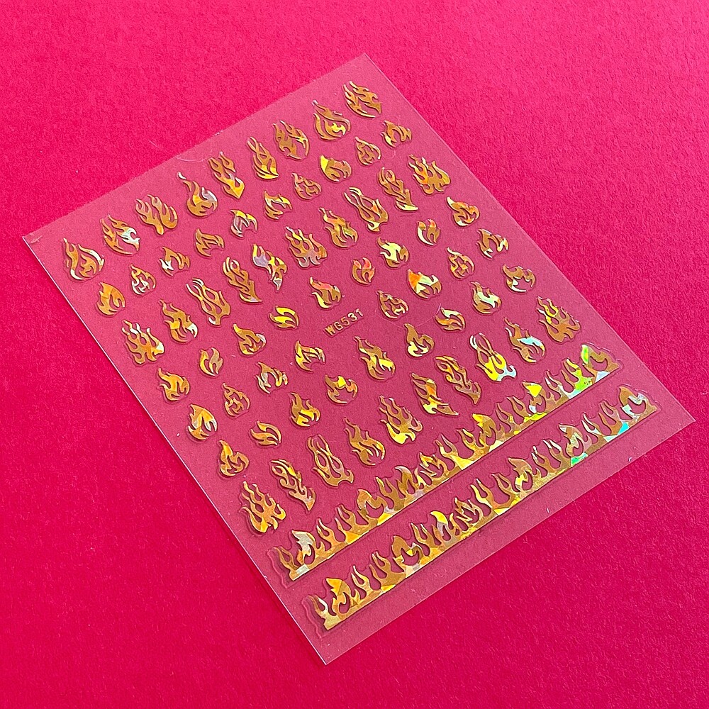 Fire Flame Nail Sticker 7 Colors Flame Wisdom Knowledge Power Fire Flamma