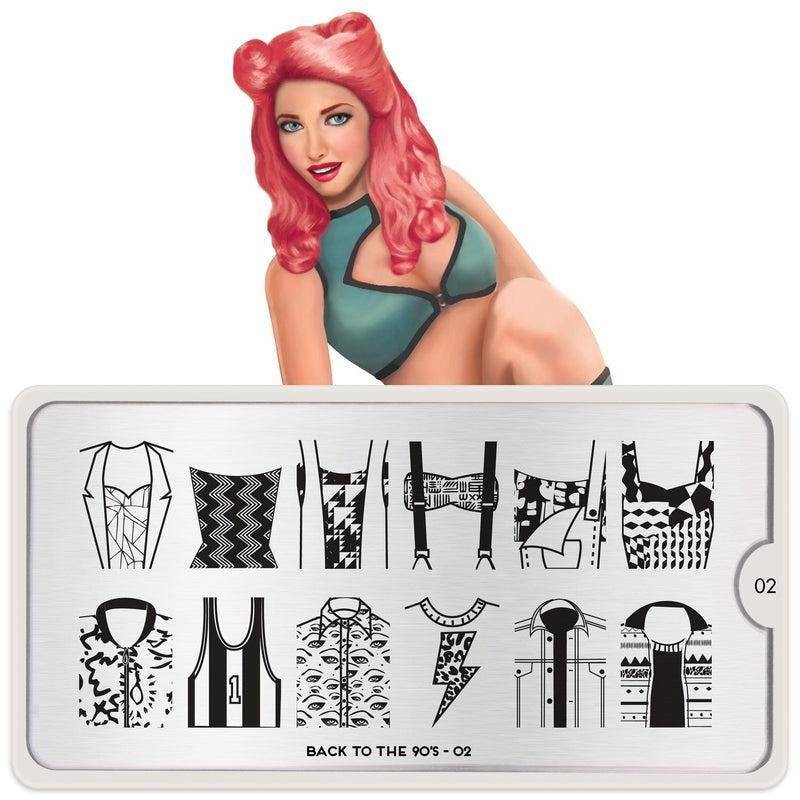 MoYou-London Back To The 90’s 02 Nail Stamping Plate Retro Outfits Clothes Shirt