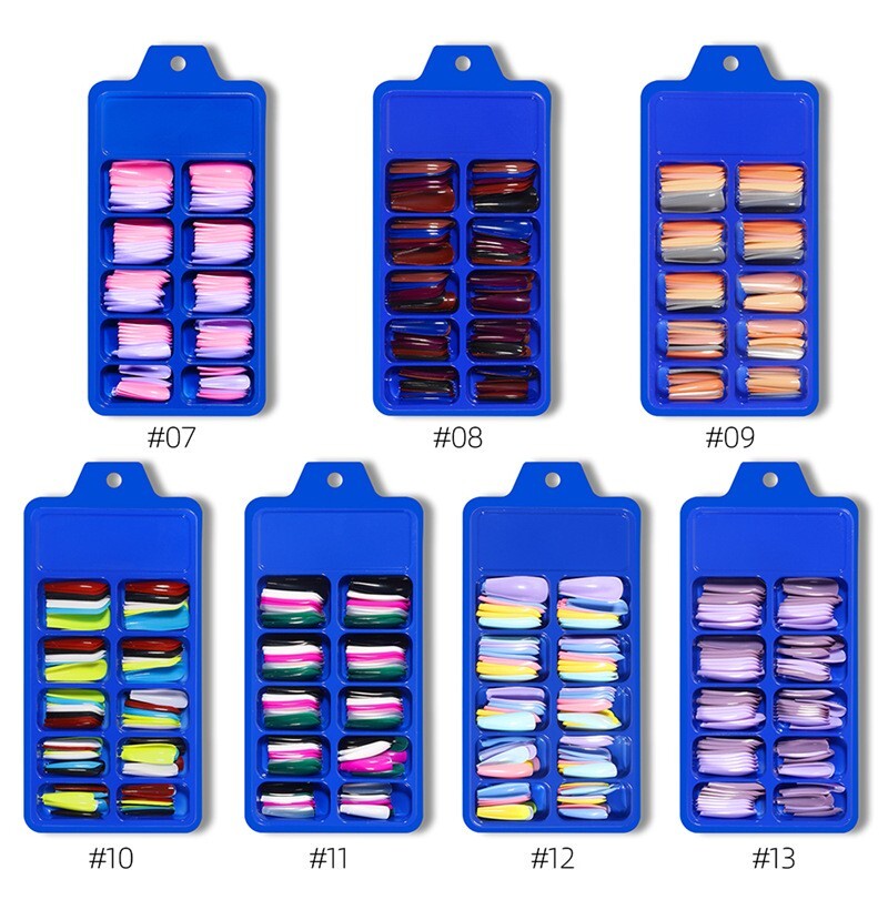 100Pcs False Nail Tips Colors Full Cover Long Ballerina Fake Nails Art Decor DIY