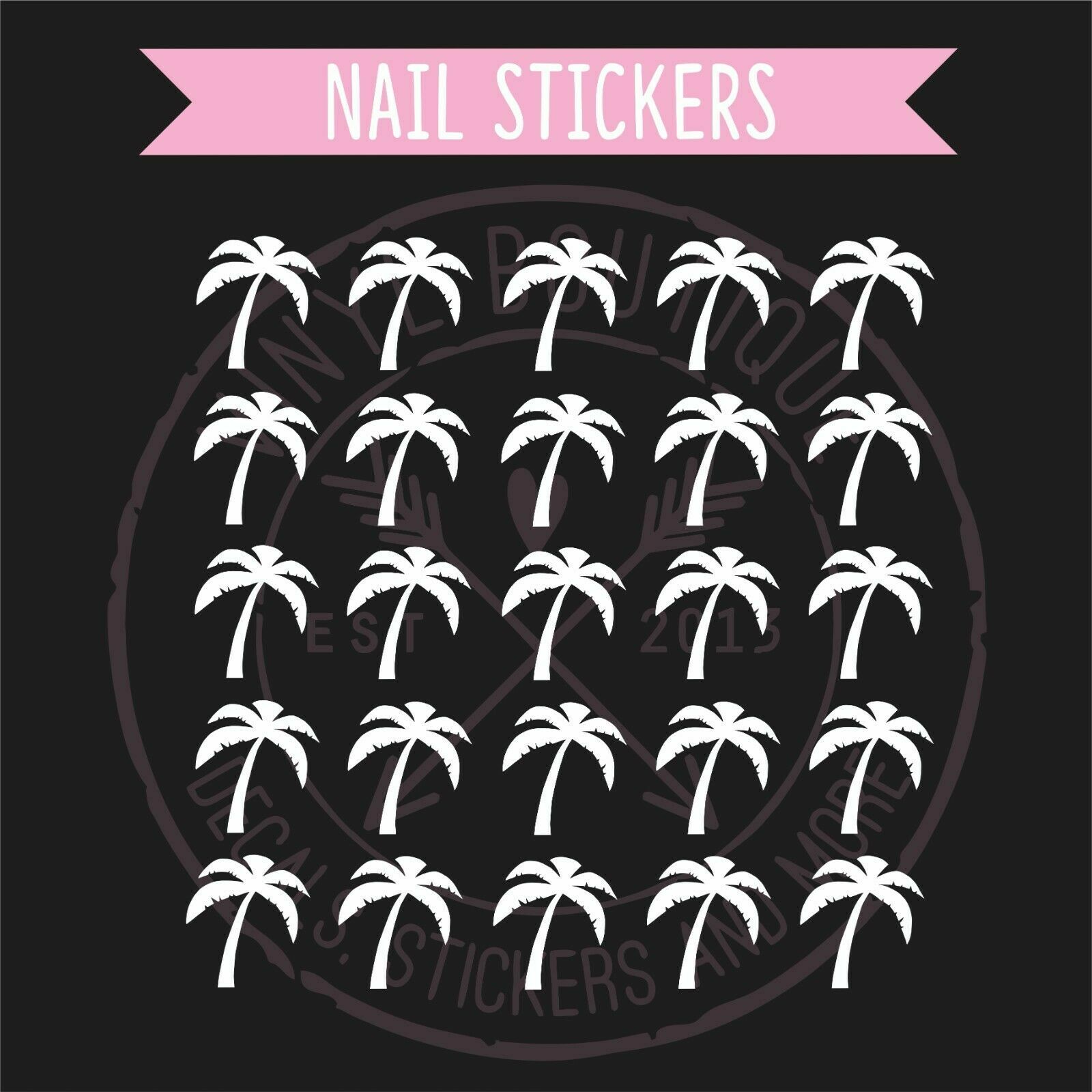 Palm Tree Finger Nail Art Manicure Pedicure Salon Decal Stickers Nail Vinyls