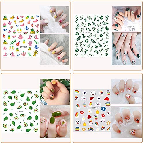 Nail Stickers for Women and Little Girls – 12 Sheets 3D Self-Adhesive 12 Pack