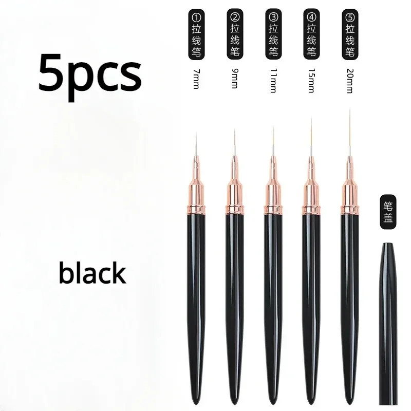 Nail Art Liner Brushes Set 6/9/12/15/18/25mm Fine Striping Drawing