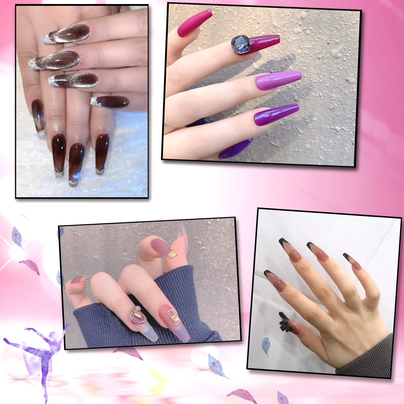 1000PCS Nail Tips Acrylic Nails 10 sizes 1000 Piece Assortment, Transparent