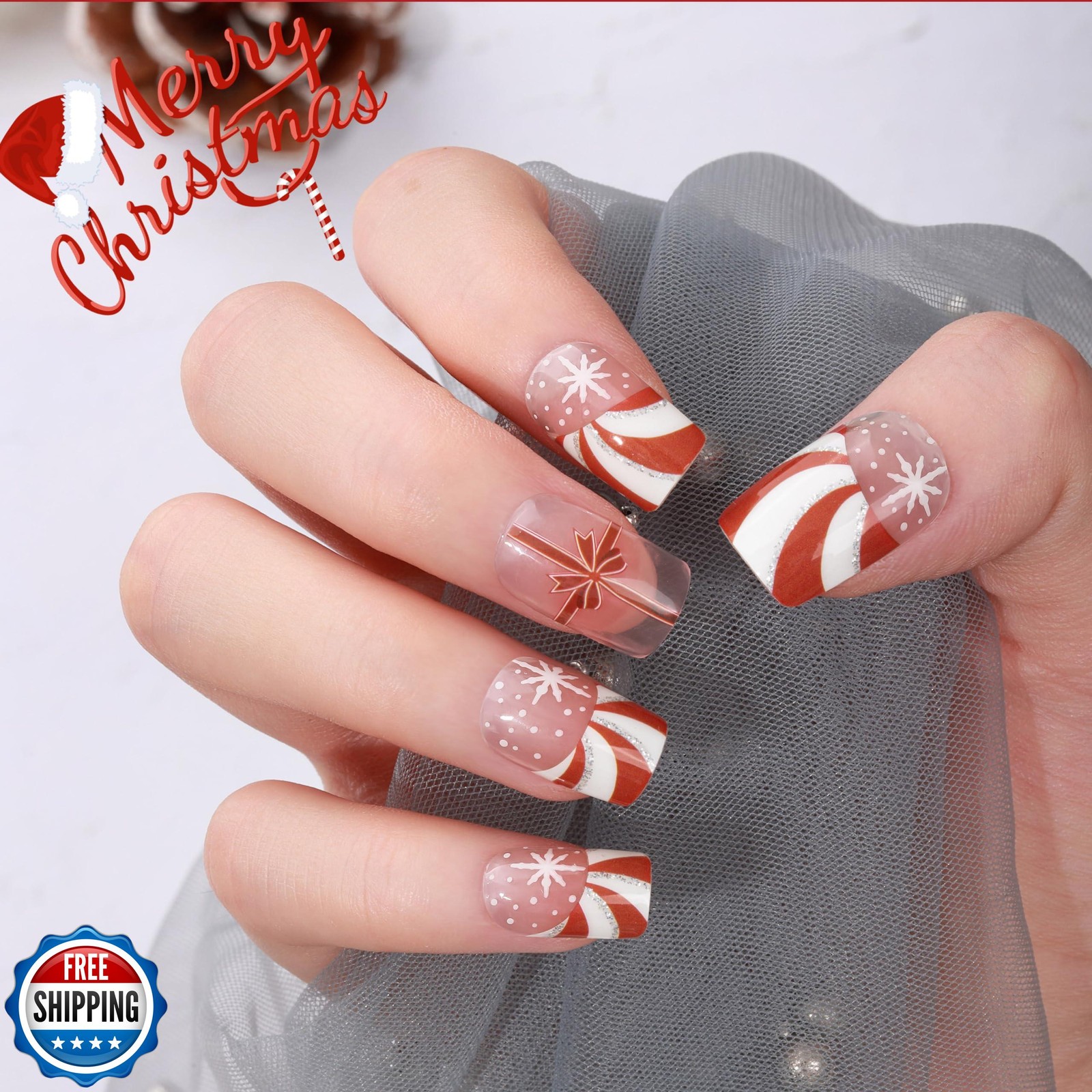 winthrop 8 Sheets Christmas Nail Wraps Full Stickers Nail Polish Strips, DIY