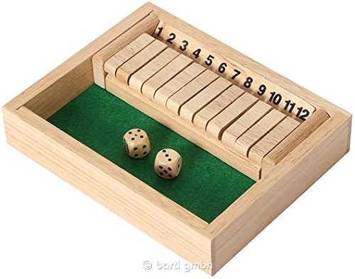Wooden 12# Shut The Box Game – Small Travel Set – Simple funny Family, Green