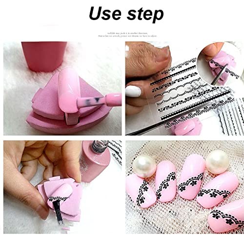 Black Lace 3D Nail Art Sticker Decal – Dots Flower Self-adhesive Design for